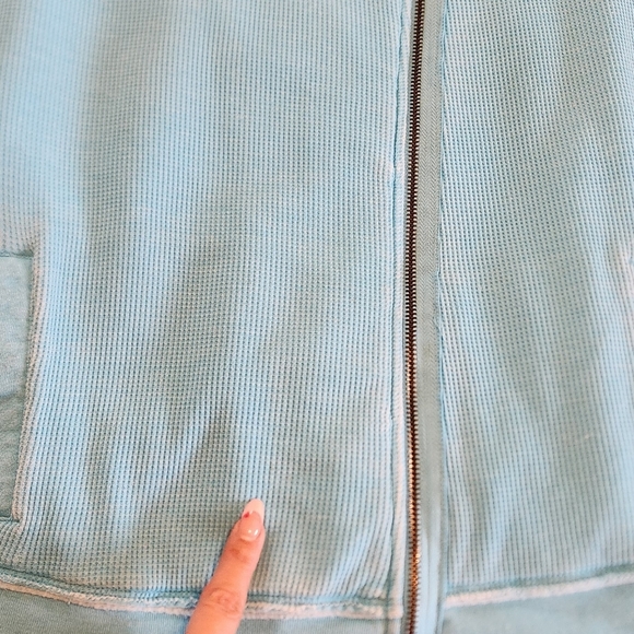 Calvin Klein Performance Turquoise Blue Moto Waffle Fleece Sweatshirt Activewear - Picture 8 of 10